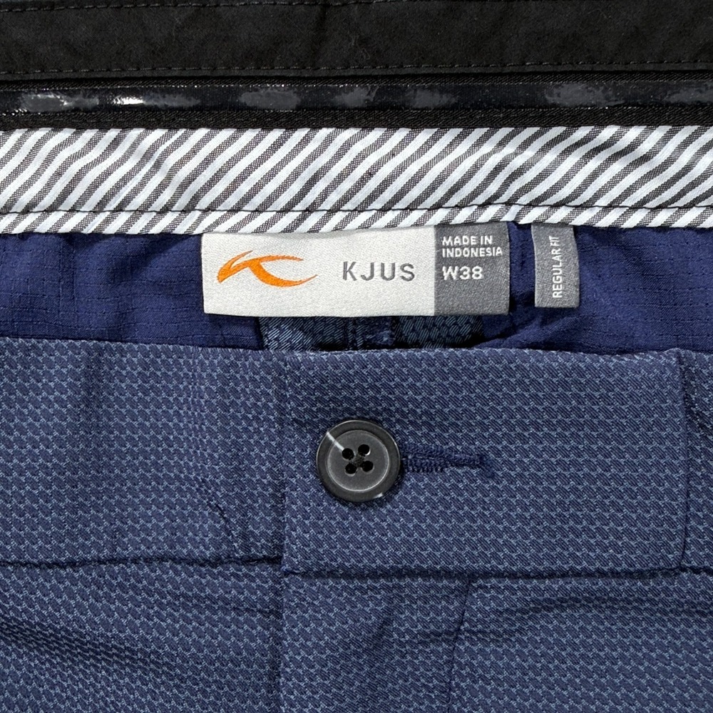 KJUS Shorts Mens 38 Blue Ike Texture Regular Fit 10" Performance Golf Chino - Picture 4 of 9
